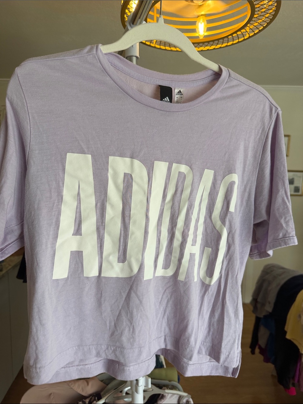 adidas Lavender Short-Sleeve Tee with White Logo
